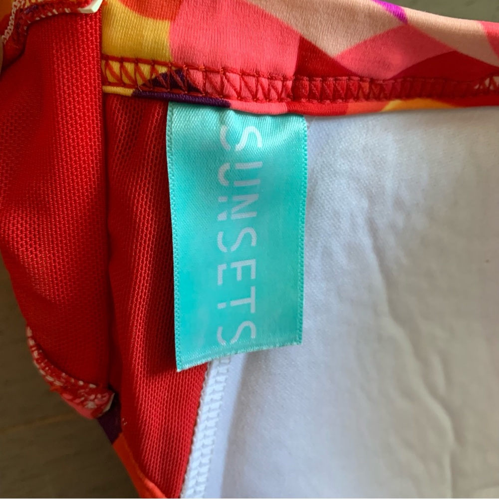 Sunsets Red & Colourful Swim Top & Bottom - Picture 13 of 14